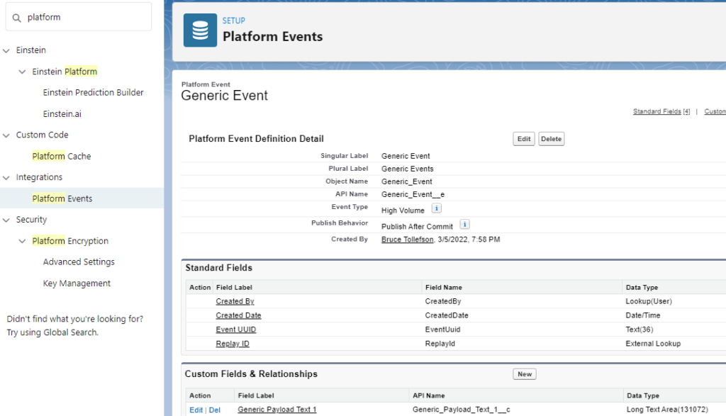 Generic Platform Event Creation
